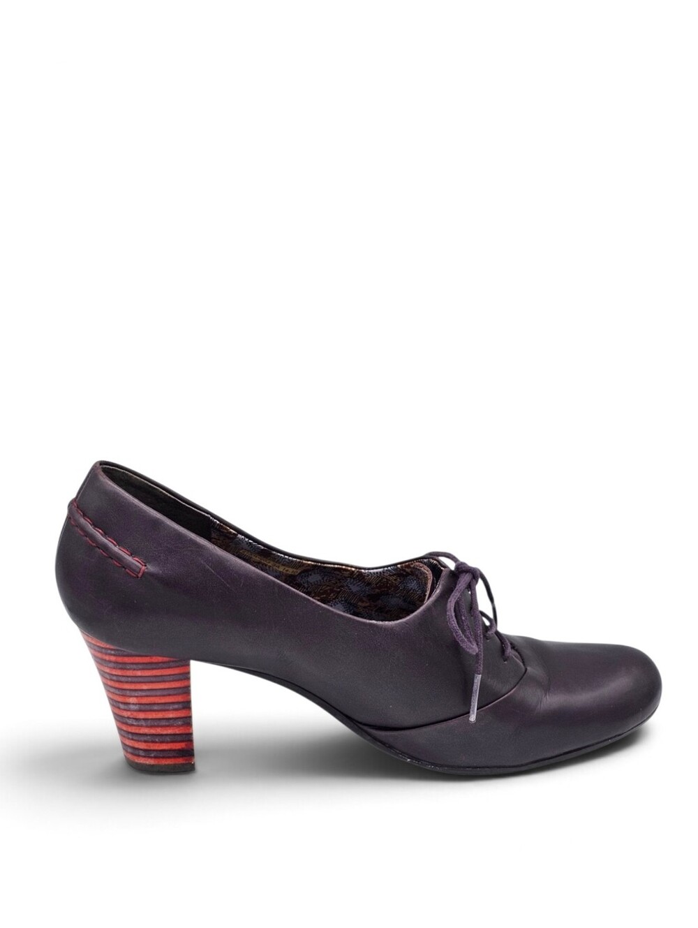 Camper Colosseum Purple Leather Lace Up Block Heel Pumps 39 8.5 US - Picture 3 of 13